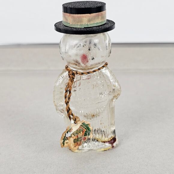 VTG glass Liore perfume bottle of dog in boater hat paper tag - Picture 6 of 7